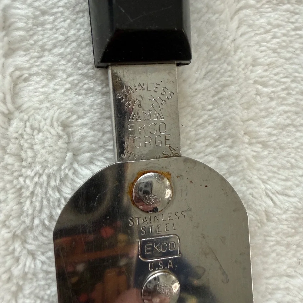 Vintage Set of 3 Ekco Forge Stainless Steel USA Spatula Turner Fork Black Handle